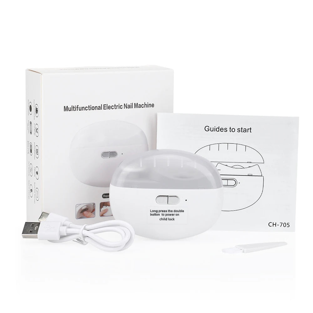 Rechargeable Electric Nail Clipper & Polisher with LED Light