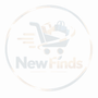 Animated New Finds navy and gold shopping cart logo
